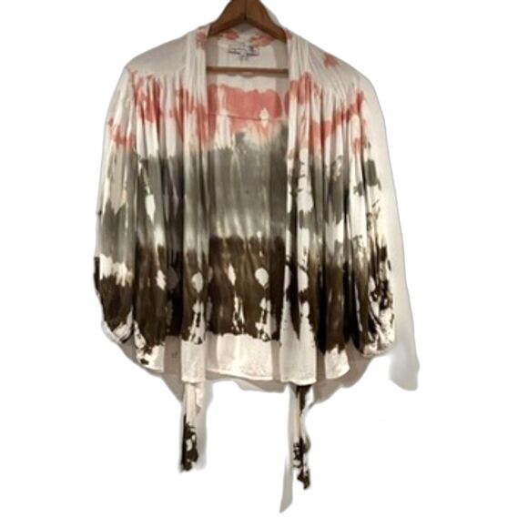 Young Fabulous & Broke Milia Tie Dye Tie Front Top Jacket Pink Green Medium YFB - Picture 5 of 8